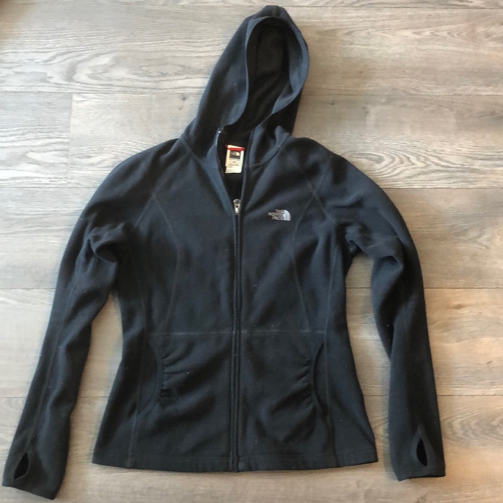 North Face Lightweight Black Hooded Zipup, size M